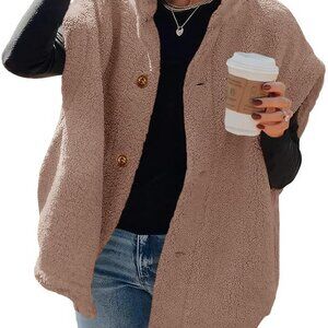 Tanakneo Womens Oversized Fleece Vest Sleeveless Fuzzy Sherpa Jacket Trendy Casu